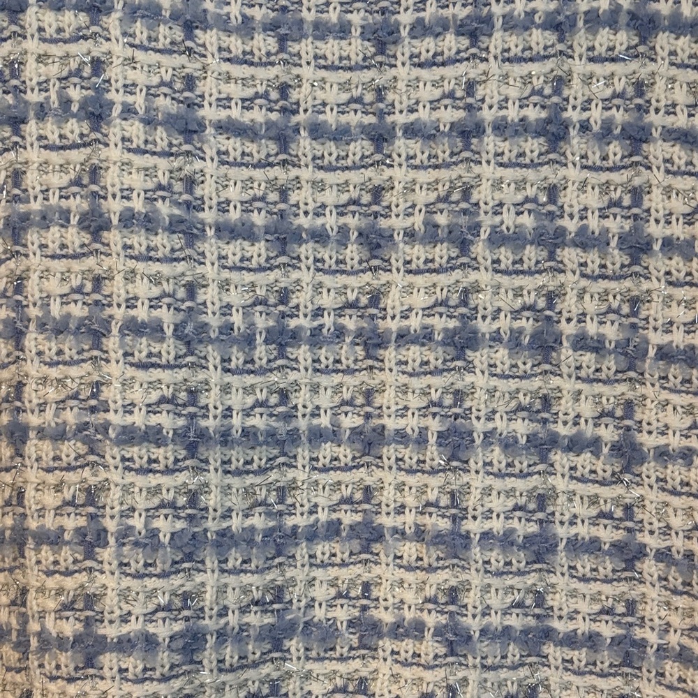 Laura Petites Blue & White Tweed Knit Sleeveless Top Chic Minimal Elegant - Picture 6 of 10